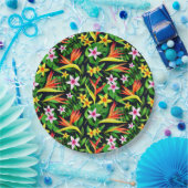 Aquarellfarbene Blume und Blumenmuster aus Frucht- Pappteller (Party)
