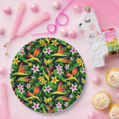 Aquarellfarbene Blume und Blumenmuster aus Frucht- Pappteller (Party)