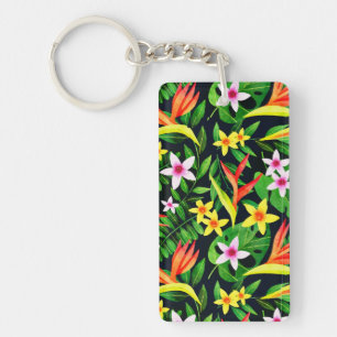 Aquarellfarbene Blume und Blumenmuster aus Frucht- Schlüsselanhänger