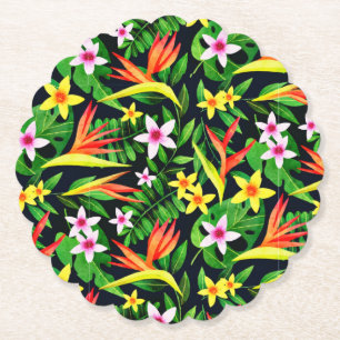 Aquarellfarbene Blume und Blumenmuster aus Frucht- Untersetzer