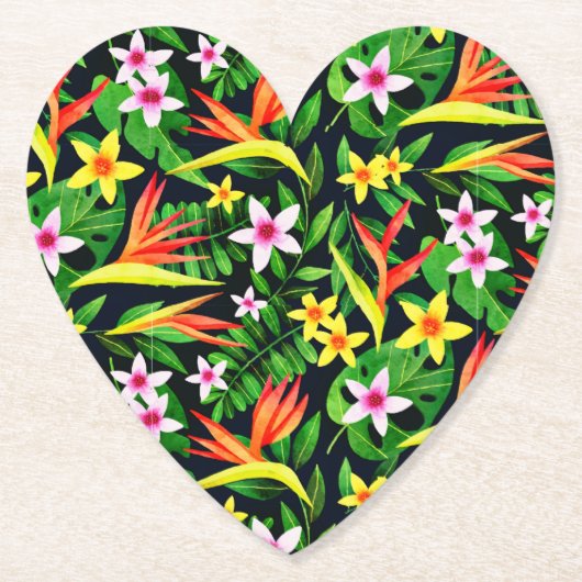 Aquarellfarbene Blume und Blumenmuster aus Frucht- Untersetzer (Vorderseite)