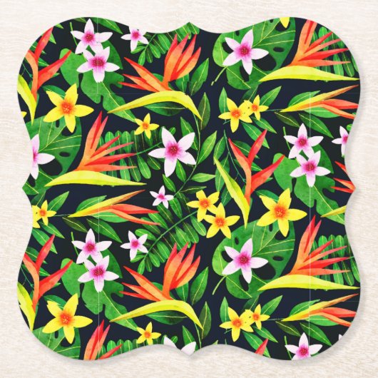 Aquarellfarbene Blume und Blumenmuster aus Frucht- Untersetzer (Vorderseite)