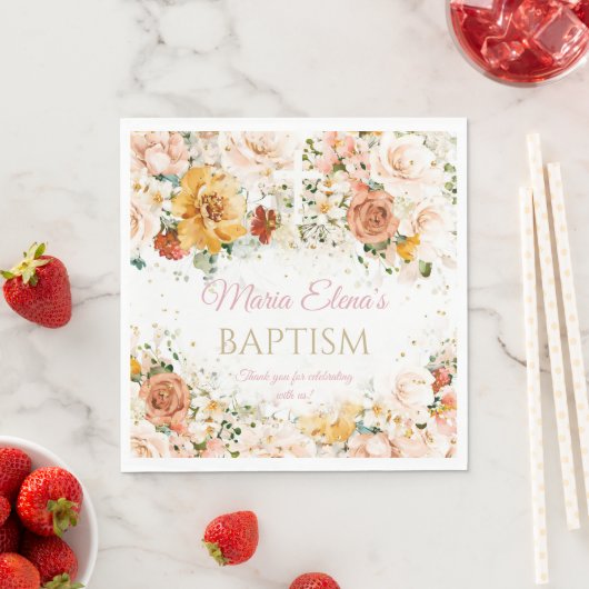 Aquarellfarbene Blume und goldene religiöse Servie Serviette (Beispiel)