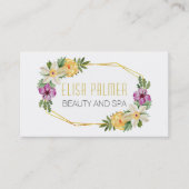 Aquarellfarbene Blume und Goldpolygon Visitenkarte (Vorderseite)