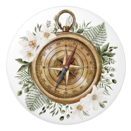 Aquarellfarbene Blume und Grüne Blätter Blumenkomp Keramikknauf