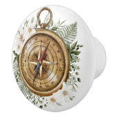 Aquarellfarbene Blume und Grüne Blätter Blumenkomp Keramikknauf (Rechts)