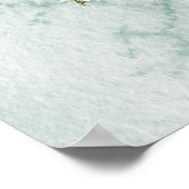 Aquarellfarbene Blume und Grüne Blätter Blumenkomp Poster (Ecke)