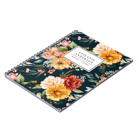 Aquarellfarbene Blume und Grünmuster Notizblock (Linke Seite)