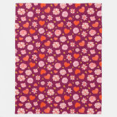 Aquarellfarbene Blume und Herz Fleecedecke (Vorderseite)