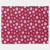 Aquarellfarbene Blume und Herz Fleecedecke (Vorderseite (Horizontal))