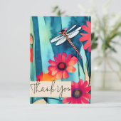 Aquarellfarbene Blume und Libellenfliege individue Karte (Stehend Vorderseite)