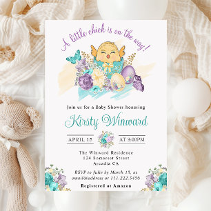 Aquarellfarbene Blume und Niedliche Kinderdusche Einladung