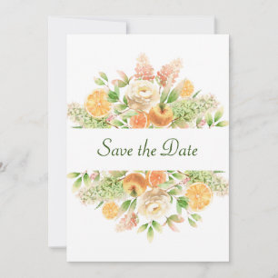Aquarellfarbene Blume und Save the Date Fruchtkart