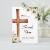 Aquarellfarbene Blume und Taufe Dankeskarte (Stehend Vorderseite)