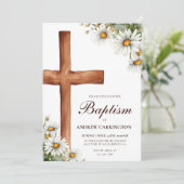 Aquarellfarbene Blume und Taufe Einladung (Stehend Vorderseite)