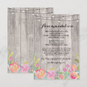 Aquarellfarbene Blume Unterkunft Hochzeit Einladun Begleitkarte (Vorne/Hinten)