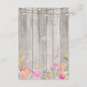 Aquarellfarbene Blume Unterkunft Hochzeit Einladun Begleitkarte (Rückseite)