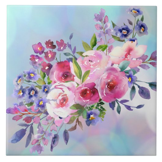 Aquarellfarbene Blume Untersetzer Keramik Fliesen (Vorderseite)