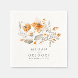 Aquarellfarbene Blume Vintage Hochzeit im Herbst Serviette