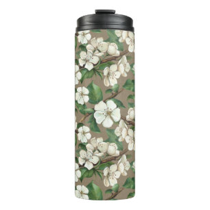 Aquarellfarbene Blume: Vintages Muster. Thermosbecher