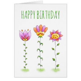 Aquarellfarbene Blume Whimsical Happy Birthday Car