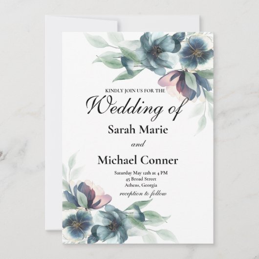 Aquarellfarbene Blume zum Hochzeitsfeiern Einladung (Vorderseite)