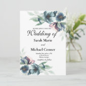 Aquarellfarbene Blume zum Hochzeitsfeiern Einladung (Stehend Vorderseite)