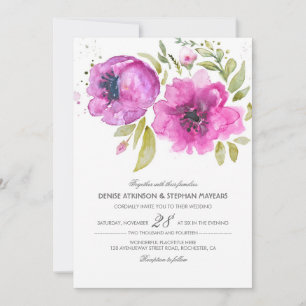 Aquarellfarbene Blume zum Hochzeitsfeiern Einladung