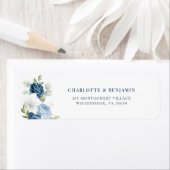 Aquarellfarbene Blumendusty Blue Rücksendeadresse (Insitu)