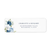 Aquarellfarbene Blumendusty Blue Rücksendeadresse (Vorne)