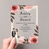 Aquarellfarbene Blumendusty Blush Pink Paare Hochz Acryleinladungen (Insitu (Handheld))