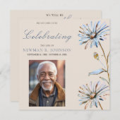 Aquarellfarbene Blumenfeier zum Foto des Lebens Einladung (Vorne/Hinten)