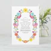 Aquarellfarbene Blumenfiesta Feier zum Foto des Le Einladung (Stehend Vorderseite)