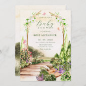 Aquarellfarbene Blumengarten Babydusche Einladung (Vorne/Hinten)