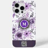 Aquarellfarbene Blumenhörnchen mit QR-Code, Monogr Case-Mate iPhone Hülle (Rückseite)