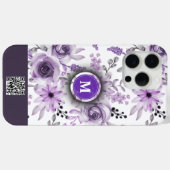Aquarellfarbene Blumenhörnchen mit QR-Code, Monogr Case-Mate iPhone Hülle (Rückseite (Horizontal))