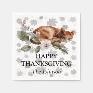 Aquarellfarbene Blumenkäse Ahorn Blätter Erntedank Serviette