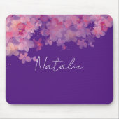 Aquarellfarbene Blumenkoralle lila Name Maus-Pad Mousepad (Vorne)