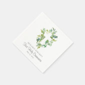 Aquarellfarbene Blumenkreuz Grüne erste Kommunion Serviette (Ecke)