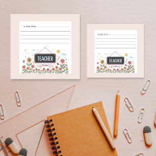 Aquarellfarbene Blumenlehrer Wertschätzung Geschen Notizblock