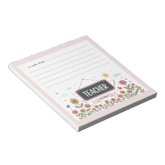 Aquarellfarbene Blumenlehrer Wertschätzung Geschen Notizblock (angewinkelt)