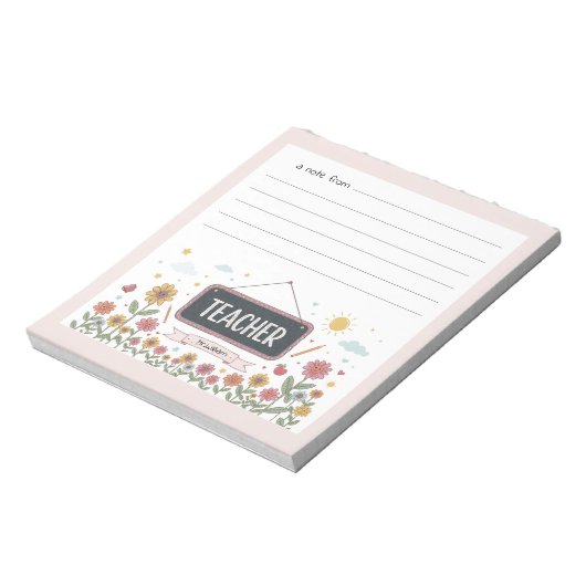 Aquarellfarbene Blumenlehrer Wertschätzung Geschen Notizblock (Rotiert)
