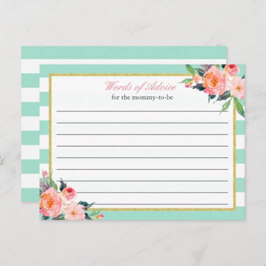 Aquarellfarbene Blumenminze Grüne Wörter der Raten Hinweiskarte (Vorne/Hinten)