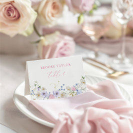 Aquarellfarbene Blumenrosa Lila Platzkarte Ankündigung