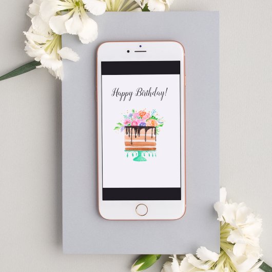 Aquarellfarbene Blumenschokolade Karte