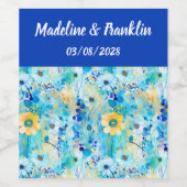 Aquarellfarbene Blütendrucke für Paare Weinetikett (Einzelnes Label)