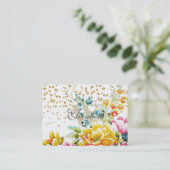 Aquarellfarbene Blütenfarbe und goldene Konfetti-K Visitenkarte (Stehend Vorderseite)