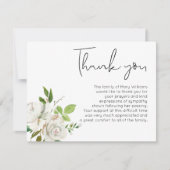 Aquarellfarbene Blütengrabbeerdigung Grüne Dankeskarte (Vorderseite)