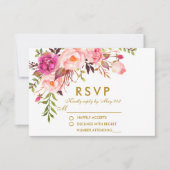 Aquarellfarbene Blütenpink-UAWG Wedding RSVP Karte (Vorderseite)