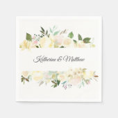 Aquarellfarbene Blütenpinke Creme Elfenbeinkranz H Serviette (Vorderseite)